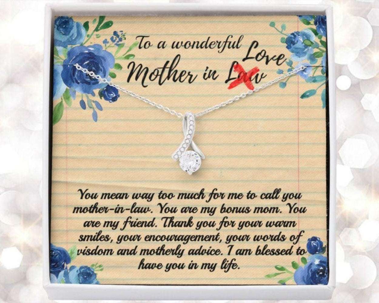 Mother In Law Necklace, Mother In Law Birthday Necklace Gift, Mother-In-Law Gift Wedding Day, Gift From Bride, Gift From Groom Gifts for Mother (Mom) Rakva