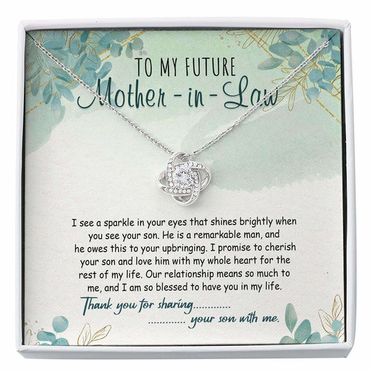 Mother-In-Law Necklace, Mother In Law Gift, Future Mother In Law Necklace Wedding Gift, Present For Mother In Law, Love Knot Gifts for Mother (Mom) Rakva