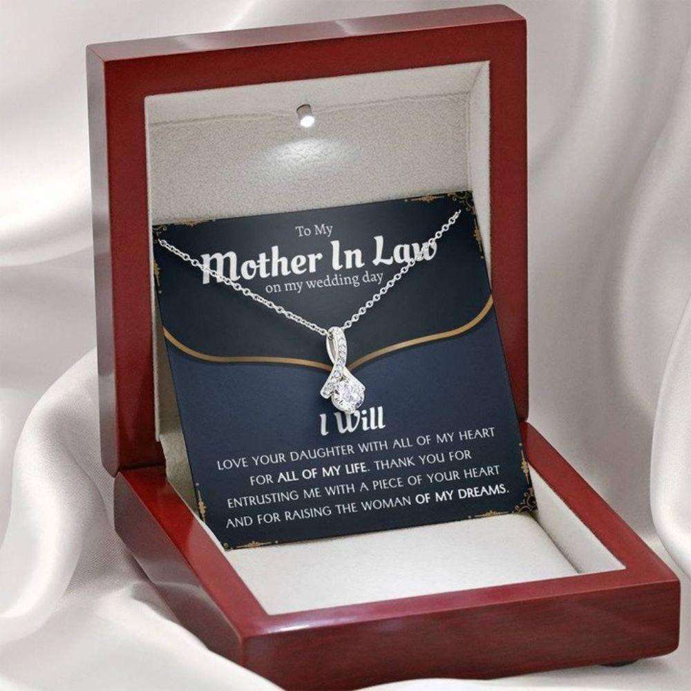 Mother In Law Necklace, Mother In Law Gift On Wedding Day, Thanks For Entrusting, Mother’S Day Necklace Gifts for Mother In Law Rakva