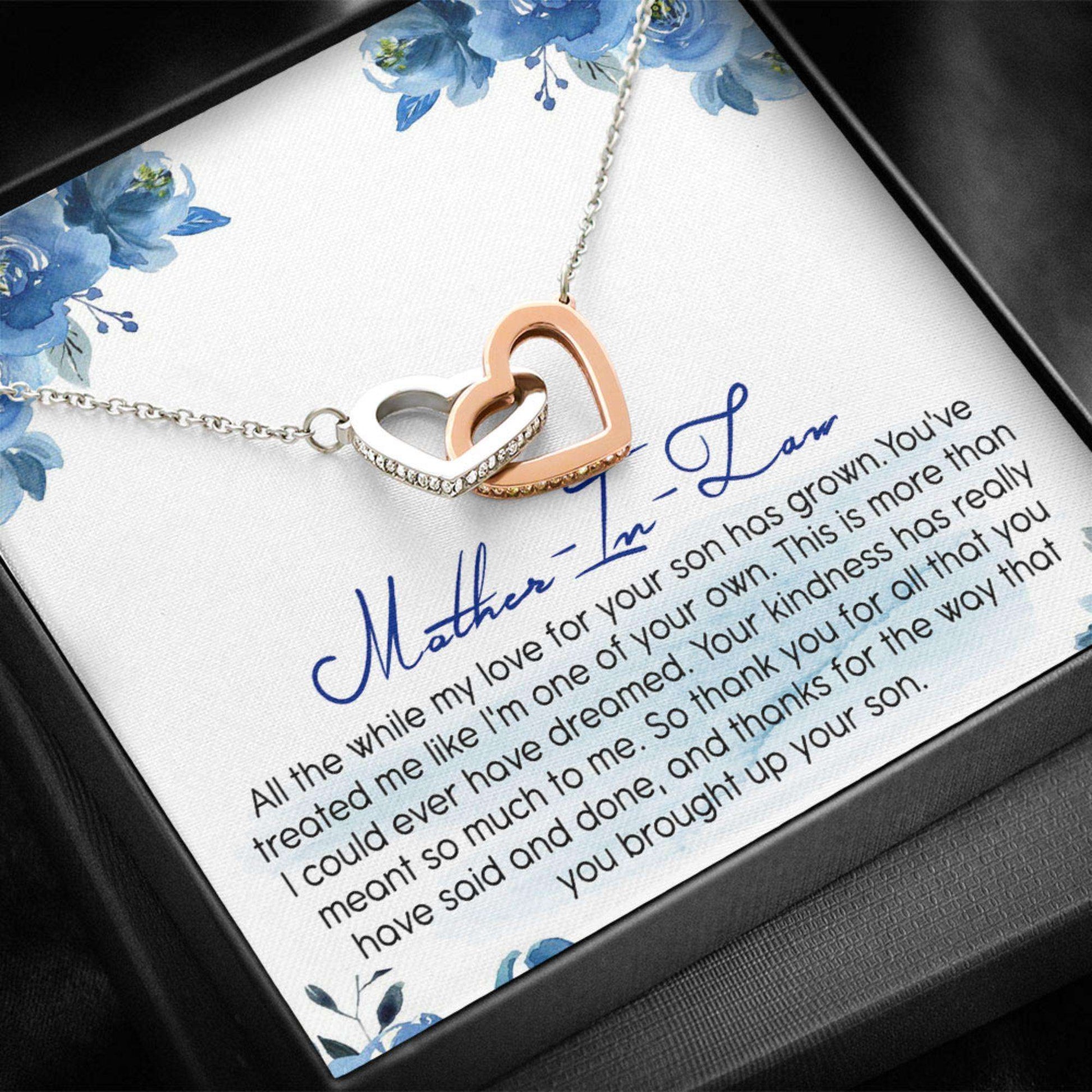 Mother-In-Law Necklace, Mother-In-Law Message Necklace “ Jewelry Gift For Mother Hearts Necklace Gifts for Mother (Mom) Rakva