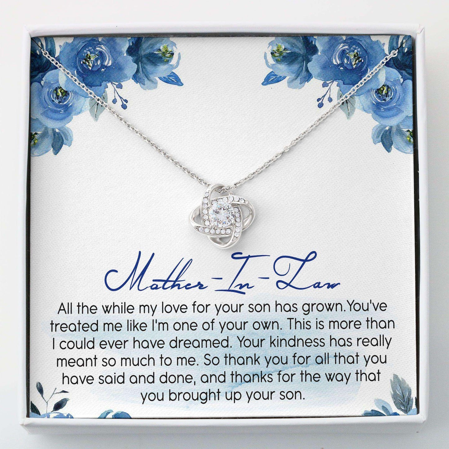 Mother-In-Law Necklace, Mother-In-Law Message Necklace “ Jewelry Gift For Mother Love Knot Gifts for Mother (Mom) Rakva