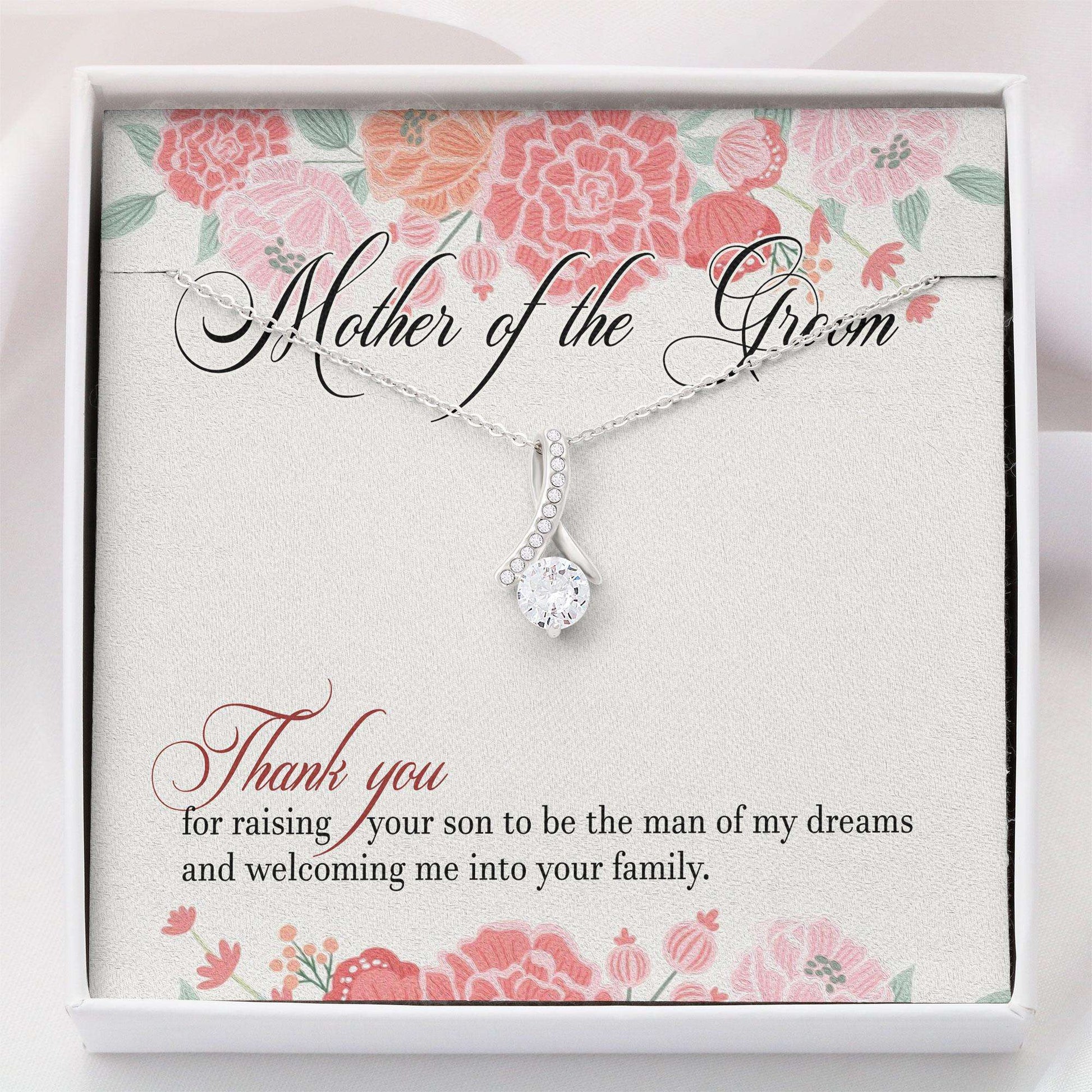 Mother In Law Necklace , Mother Of The Groom Necklace Gift “ Thank You Mom Wedding Jewelry Gift V2 Gifts for Mother (Mom) Rakva