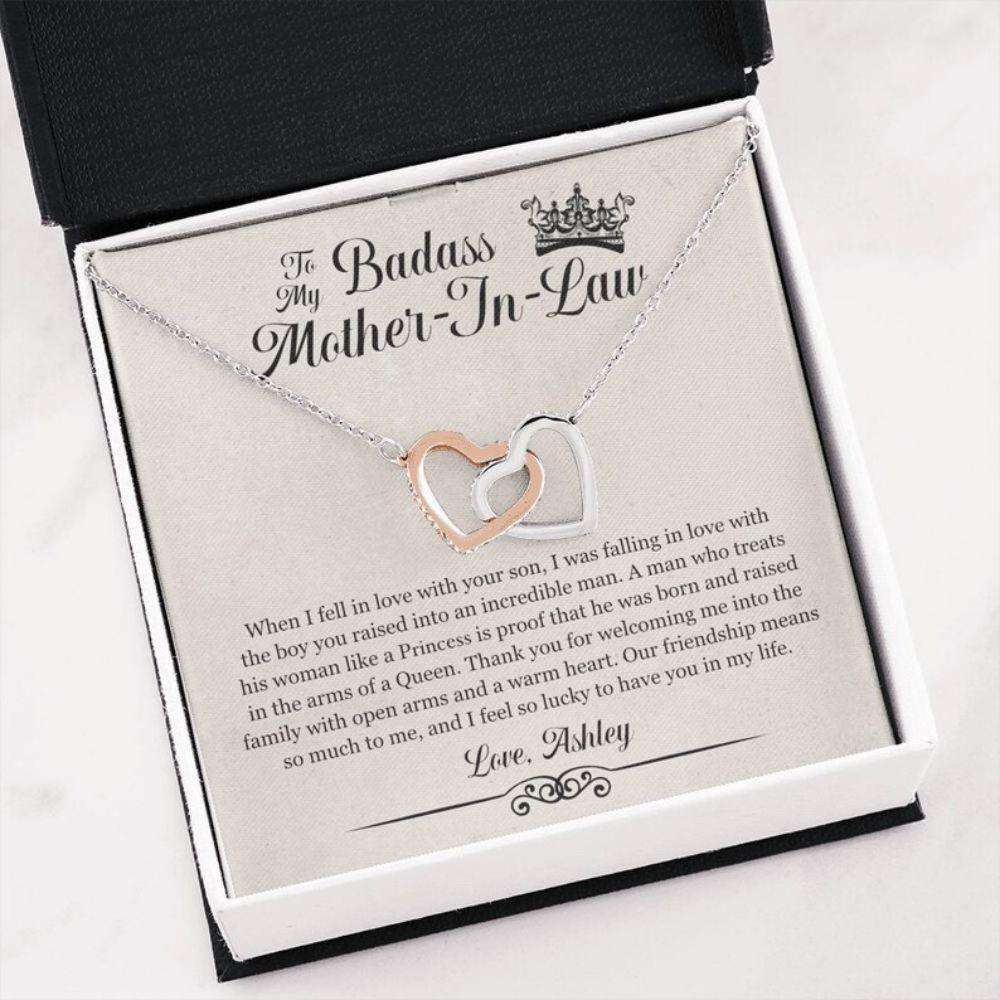 Mother-In-Law Necklace, Personalized Necklace To My Badass Mother In Law “ Mother In Law Mothers Day Gift Custom Name Gifts for Mother (Mom) Rakva