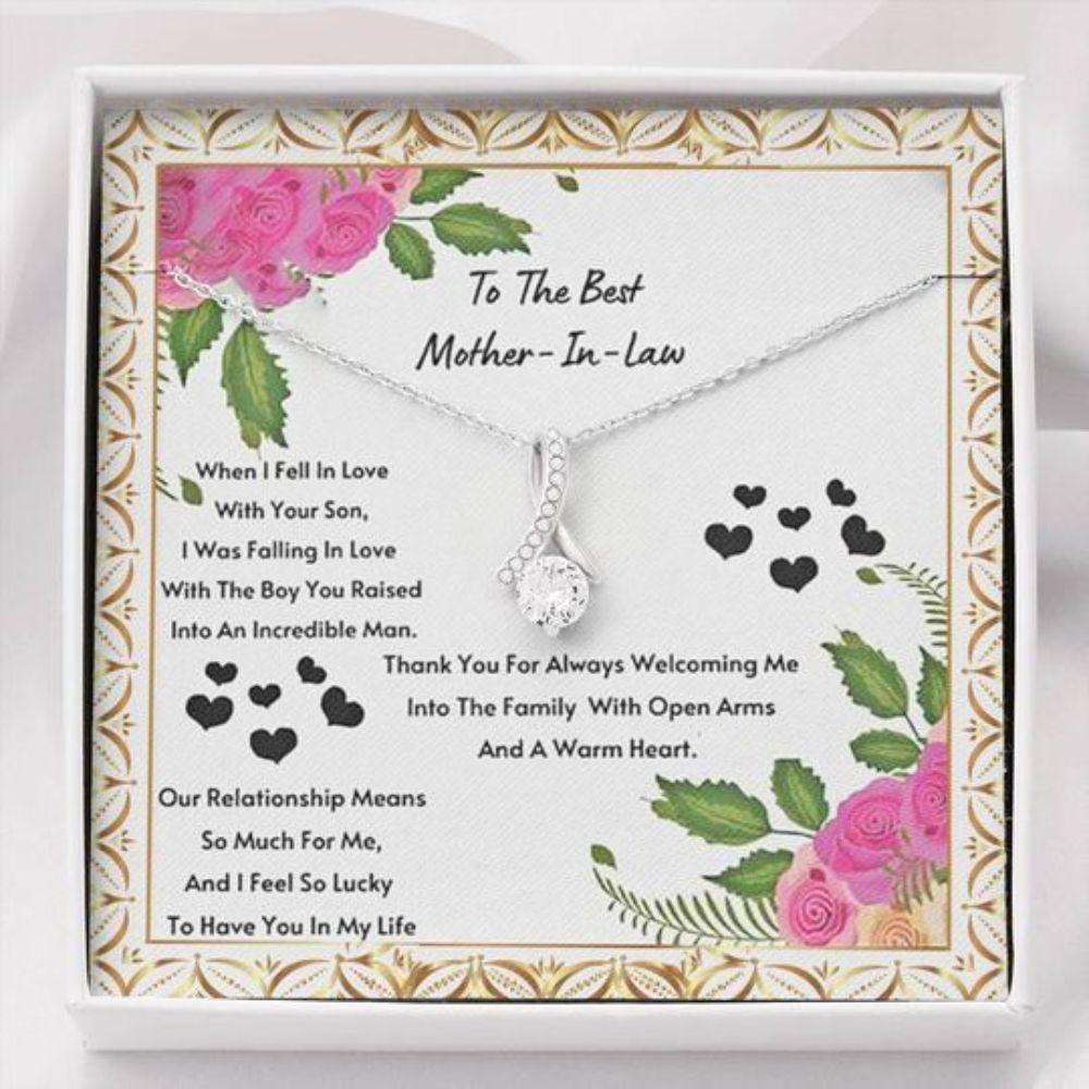 Mother In Law Necklace, Thank For Always Welcoming Me Alluring Beauty Necklace Gift For Mother In Law Valentines Necklace For Women Gifts for Mother In Law Rakva