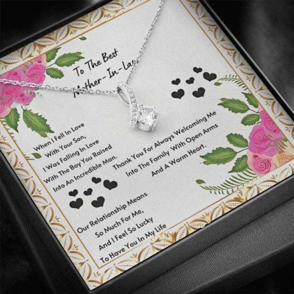 Mother In Law Necklace, Thank For Always Welcoming Me Alluring Beauty Necklace Gift For Mother In Law Valentines Necklace For Women Gifts for Mother In Law Rakva