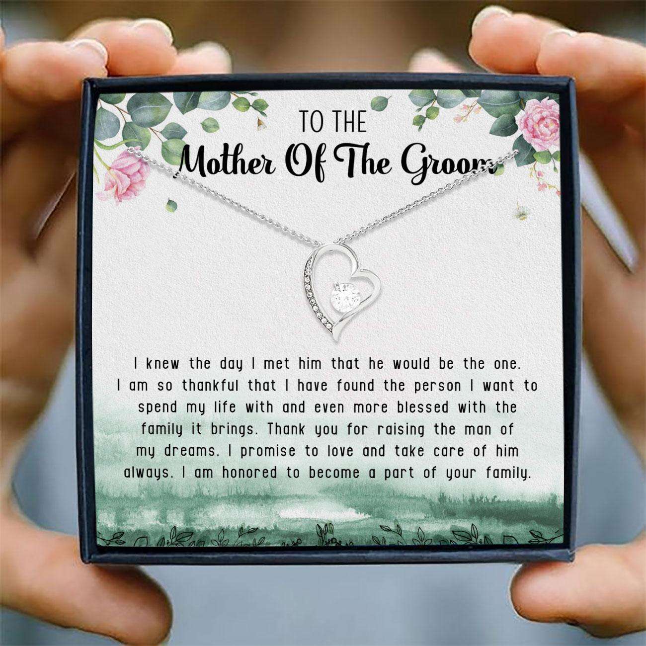 Mother-In-Law Necklace “ To Mother Of The Groom Necklace Card Message “ Forever Love Necklace, Jewelry For Wedding Gift Gifts for Mother (Mom) Rakva