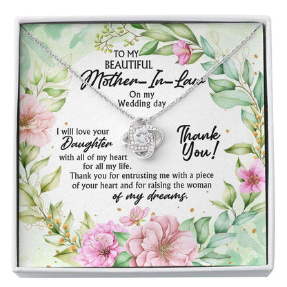 Mother-In-Law Necklace, To My Beautiful Mother In Law Necklace With Message Card In A Box Mother Of The Bride Gift From Groom Gifts for Mother (Mom) Rakva