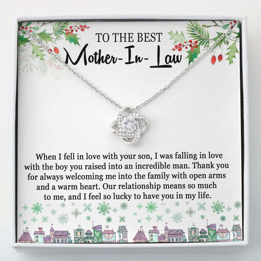 Mother-In-Law Necklace, To My Mother-In-Law Card “ Love Knots Necklace Gifts for Mother (Mom) Rakva