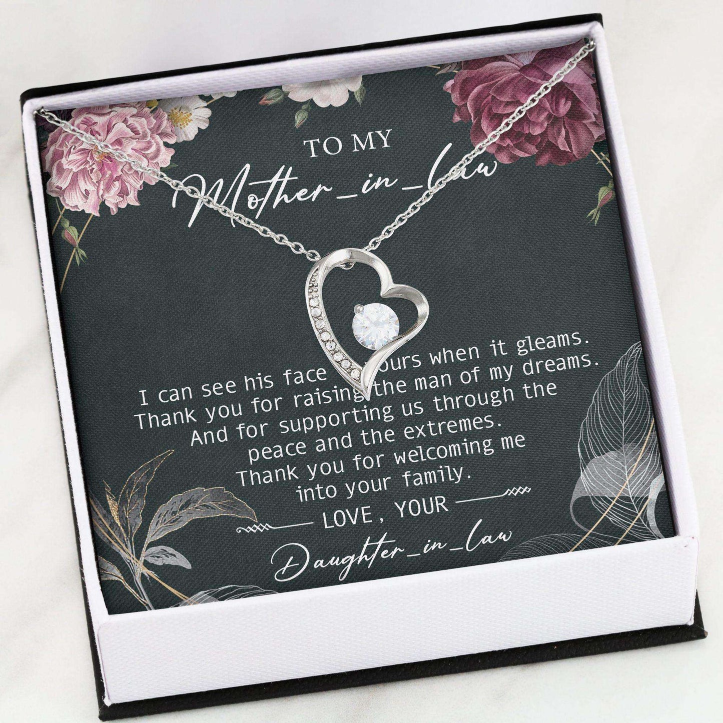 Mother-In-Law Necklace, To My Mother-In-Law Mother’S Day Forever Love Necklace Gifts for Mother (Mom) Rakva