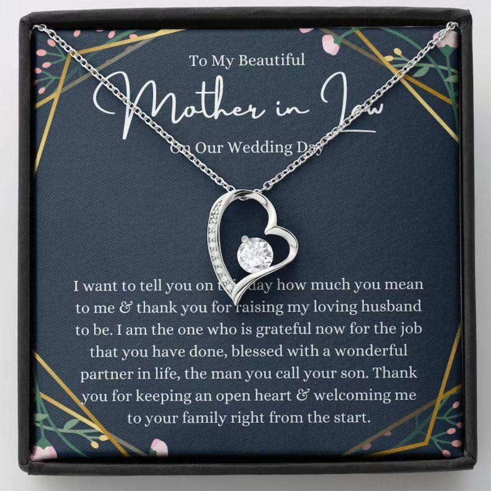 Mother-In-Law Necklace, To My Mother-In-Law On Our Wedding Day Necklace Gift, Mother-In-Law Gift From Bride Gifts for Mother (Mom) Rakva