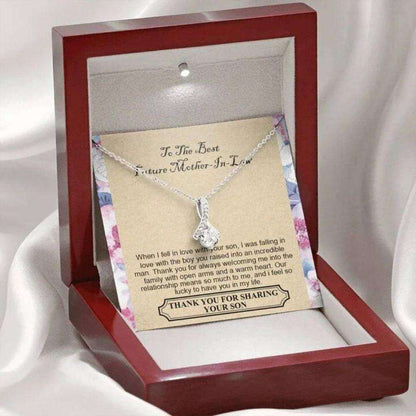 Mother In Law Necklace, To The Best Future Mother In Law, Thank You For Always Welcoming Me, Alluring Beauty Necklace Gifts for Mother In Law Rakva