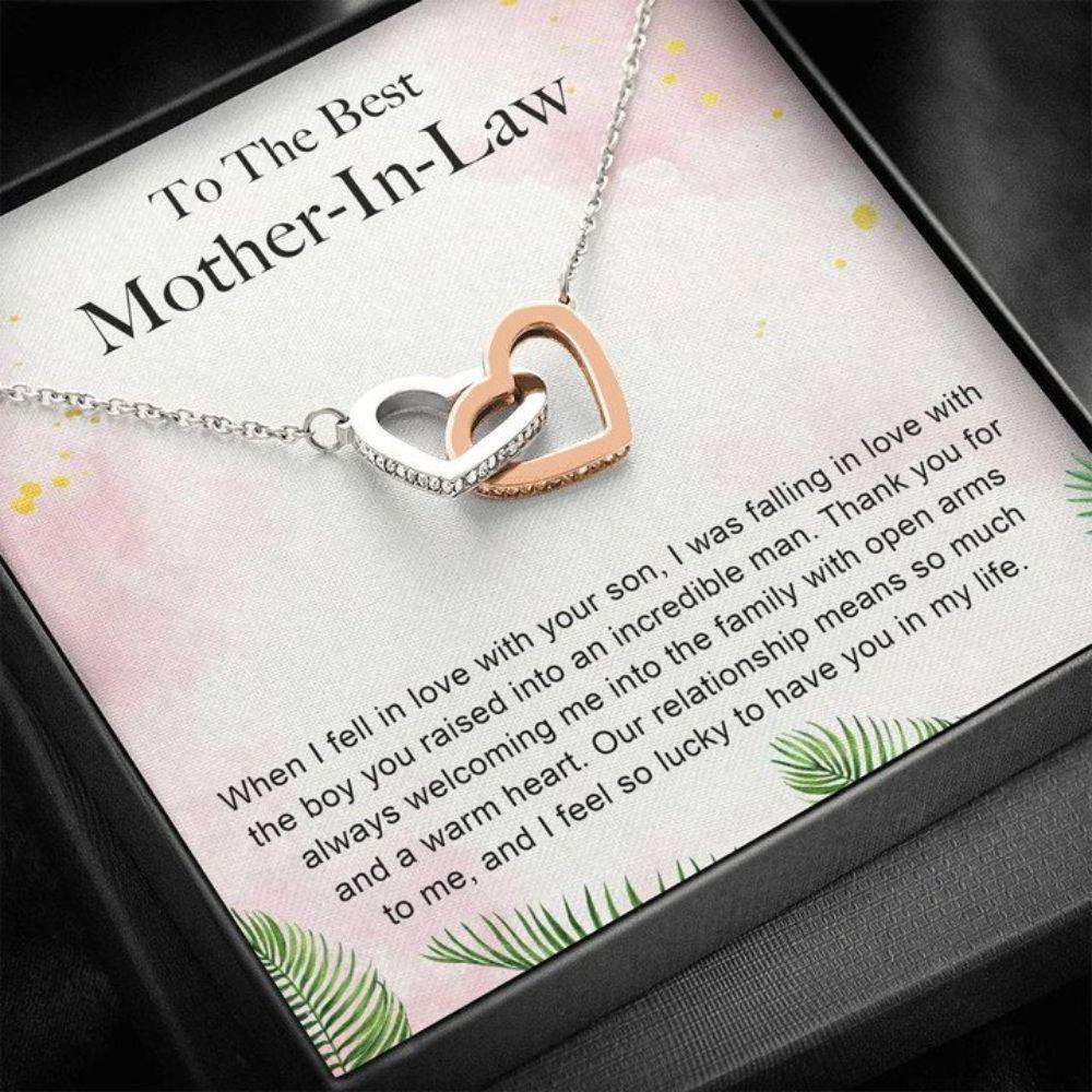 Mother-In-Law Necklace, To The Best Mother In Law Œwarm Heart-Pb” Interlocking Hearts Necklace Gift Gifts for Mother In Law Rakva