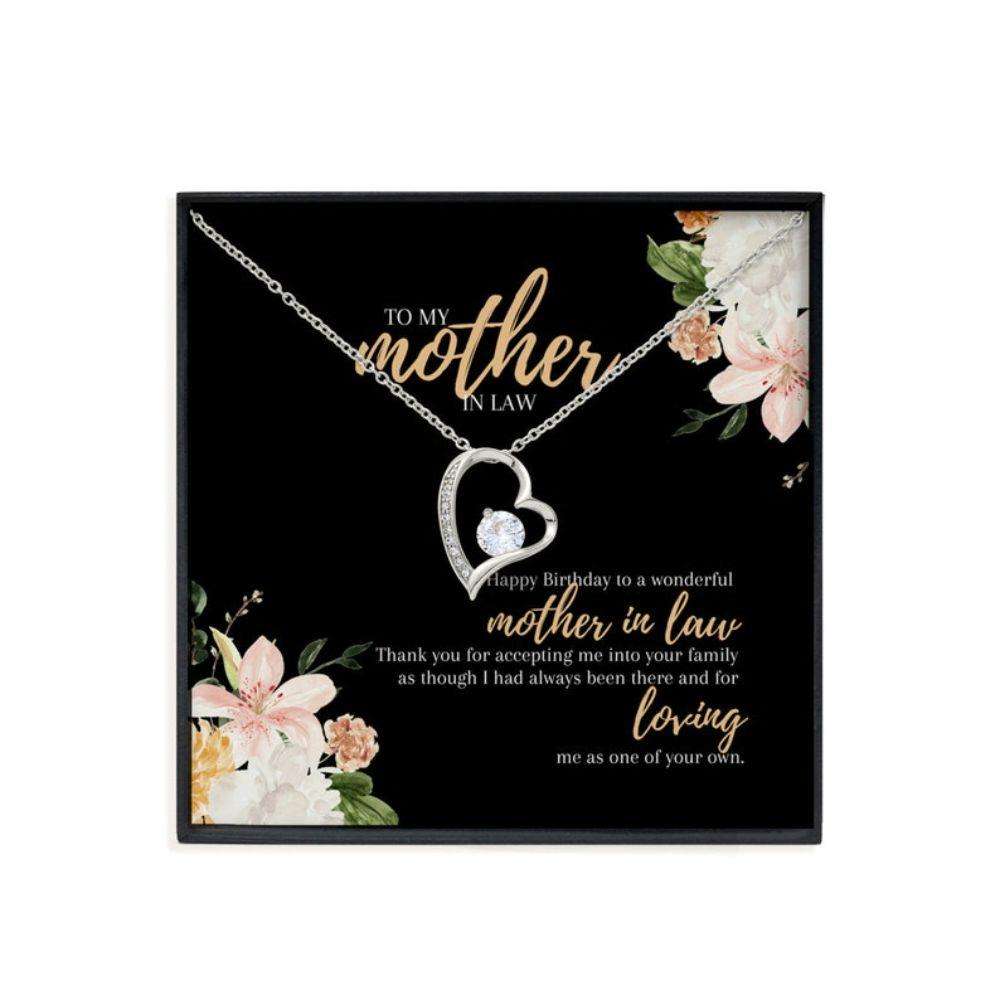 Mother-In-Law Necklace,Mother In Law Birthday Necklace Gift, Cz Necklace With Meaningful Happy Birthday Message Card Gifts for Mother (Mom) Rakva