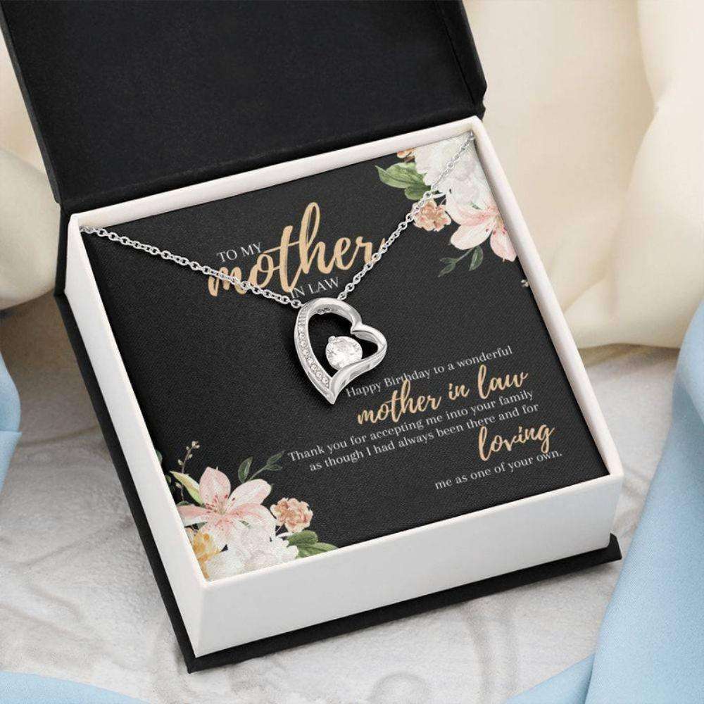 Mother-In-Law Necklace,Mother In Law Birthday Necklace Gift, Cz Necklace With Meaningful Happy Birthday Message Card Gifts for Mother (Mom) Rakva