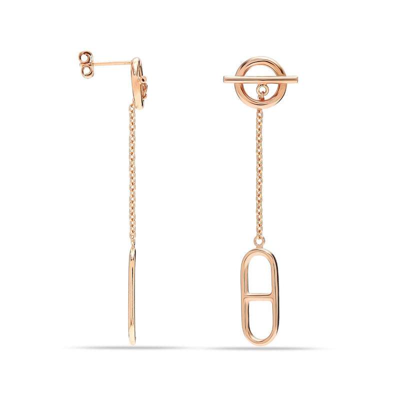 Nautical Elegance: 925 Sterling Silver 18K Gold-Plated Ancre Enchainee Drop Dangle Stud Earrings - Stylish Accents for Women and Girls For Self Rakva