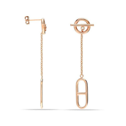 Nautical Elegance: 925 Sterling Silver 18K Gold-Plated Ancre Enchainee Drop Dangle Stud Earrings - Stylish Accents for Women and Girls For Self Rakva