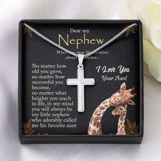 Nephew Necklace, Gift For Nephew From Aunt Auntie, Cross Necklace For Nephew Gifts For Goddaughter / Godson Necklace Rakva