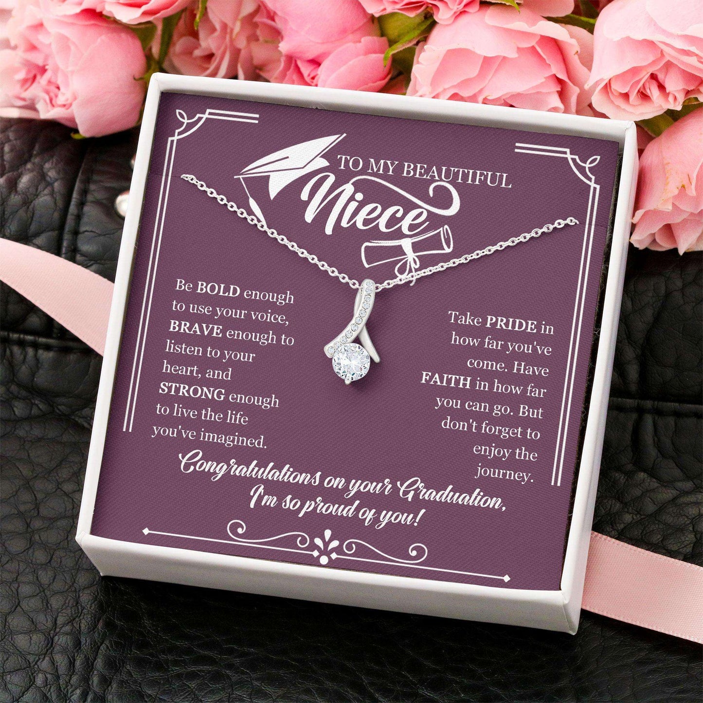 Niece Necklace “ Graduation Necklace Gift For Niece Granddaughter Congrat “ Alluring Beauty For Archievement Rakva