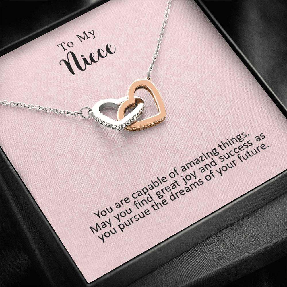 Niece Necklace, To My Niece Joy And Success Interlocking Hearts Necklace Gifts for Niece Rakva