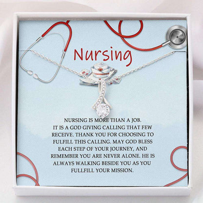 Nurse Necklace “ Thank You Nurse Gift Message Card Necklace With Gift Box For Karwa Chauth Rakva