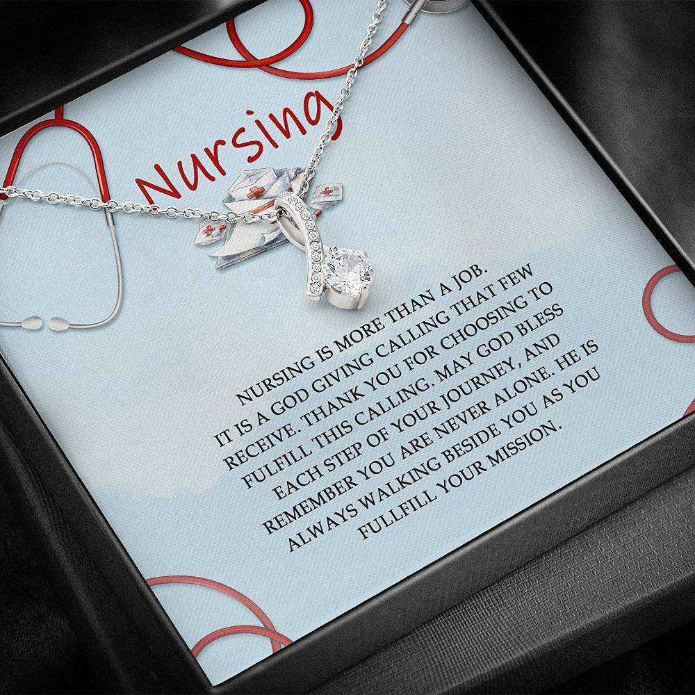 Nurse Necklace “ Thank You Nurse Gift Message Card Necklace With Gift Box For Karwa Chauth Rakva