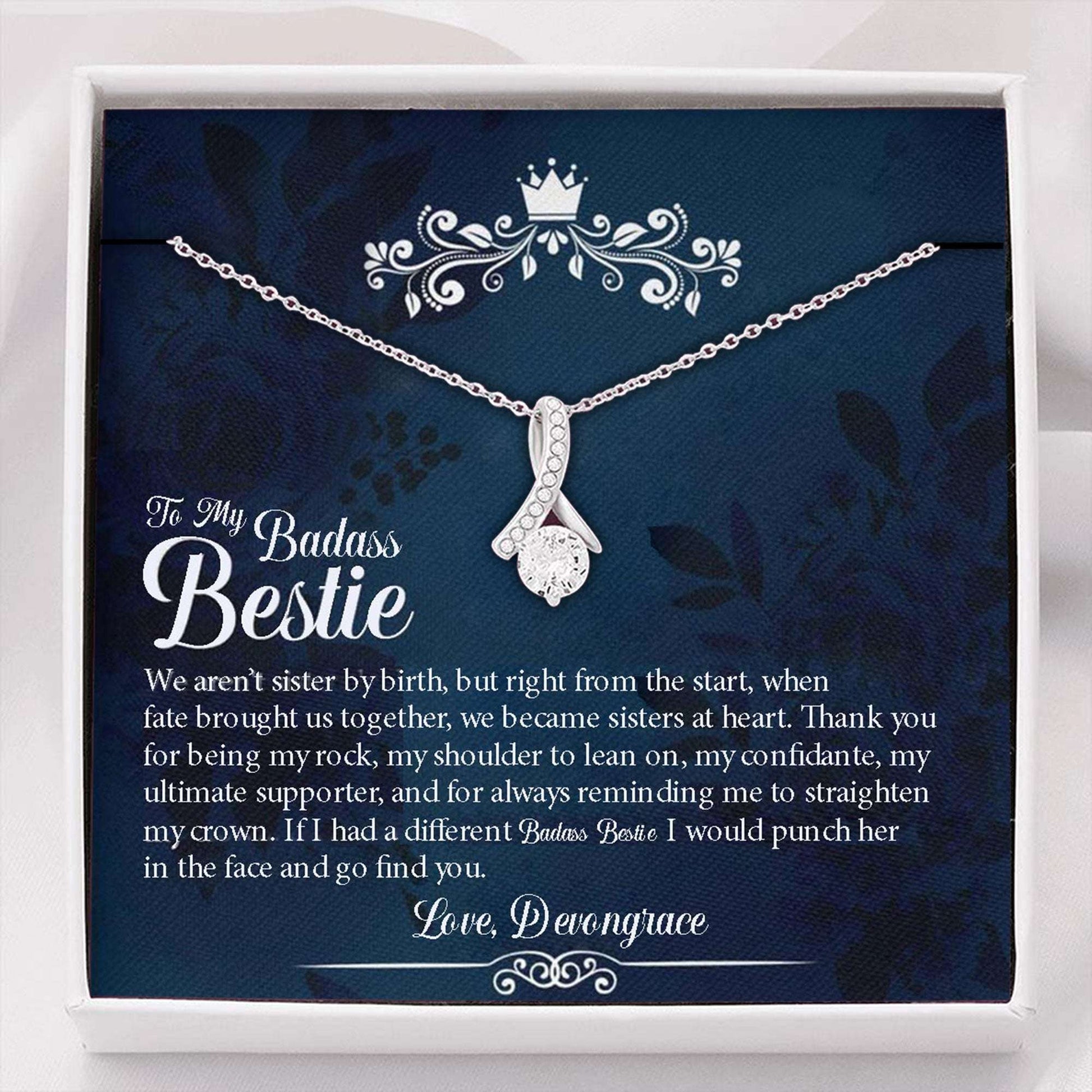 Personalized Necklace Badass Bestie Gift “ Gift For Best Friend Custom Name Necklace Gifts For Friend Rakva