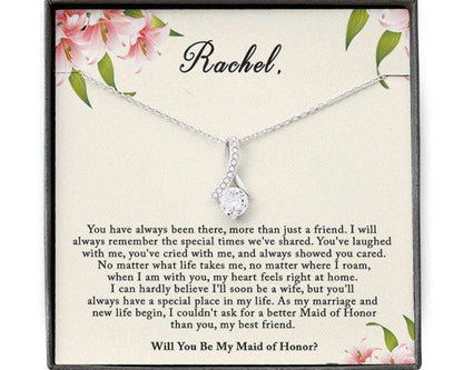 Personalized Necklace Maid Of Honor Proposal Gift, Will You Be My Maid Of Honor Custom Name Necklace Gifts For Friend Rakva