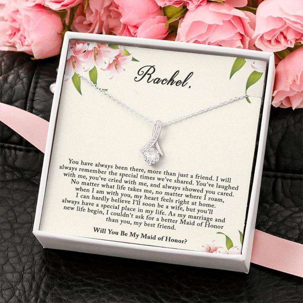 Personalized Necklace Maid Of Honor Proposal Gift, Will You Be My Maid Of Honor Custom Name Necklace Gifts For Friend Rakva