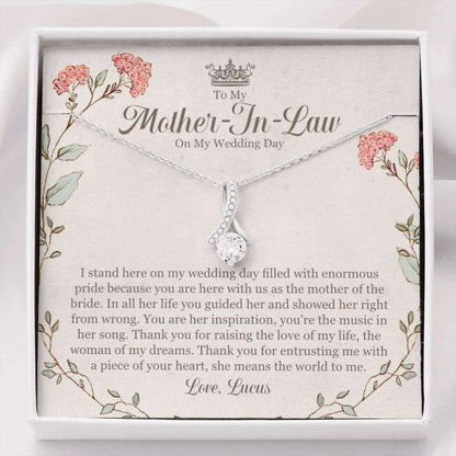 Personalized Necklace Mother-In-Law Wedding Day Gift From Groom “ Mother Of The Bride Gift From Groom Custom Name Necklace Gifts for Mother (Mom) Rakva