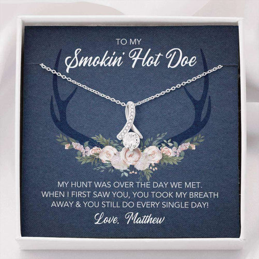 Personalized Necklace To My Smokin’ Hot Doe Gift, Hunting Gift From Husband Custom Name Necklace Gifts For Husband Rakva