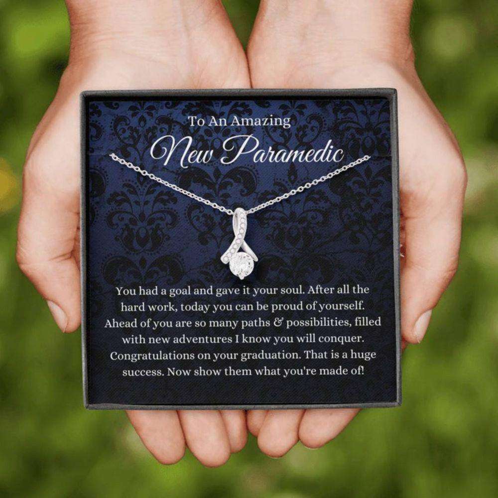 Petit Ribbon Necklace Paramedic Graduation Gift, Grad Gift For Paramedic Women For Archievement Rakva