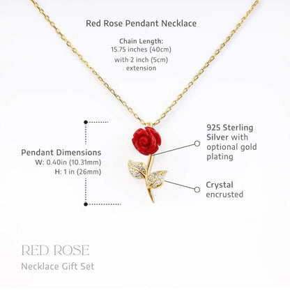 Red Rose Pure Silver Pendant Necklace For Self Rakva