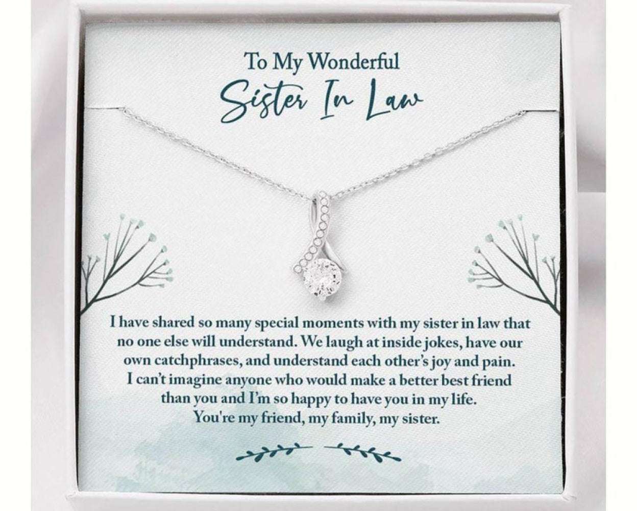 Sister In Law Necklace, Bonus Sister Gift, Gift For Sister In Law From Bride Gifts For Friend Rakva