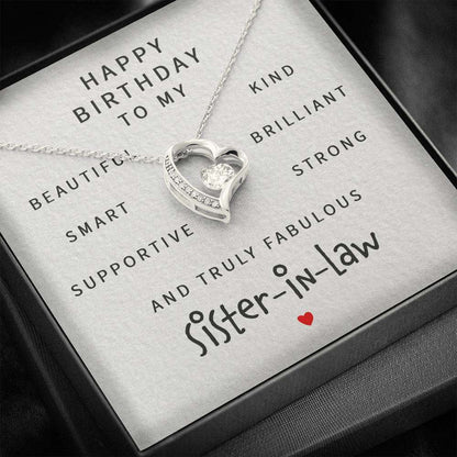 Sister In Law Necklace, Happy Birthday Fabulous Sister-In-Law “ Forever Love Necklace Gifts for Sister Rakva