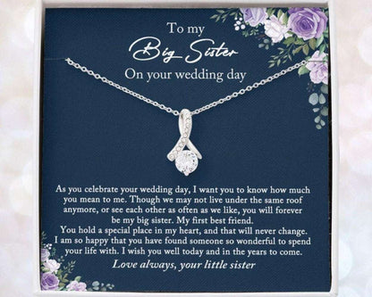 Sister Necklace, Bride Necklace Gift From Sister, Big Sister Wedding Day Gift, Little Sister To Bride Gift For Bride Rakva