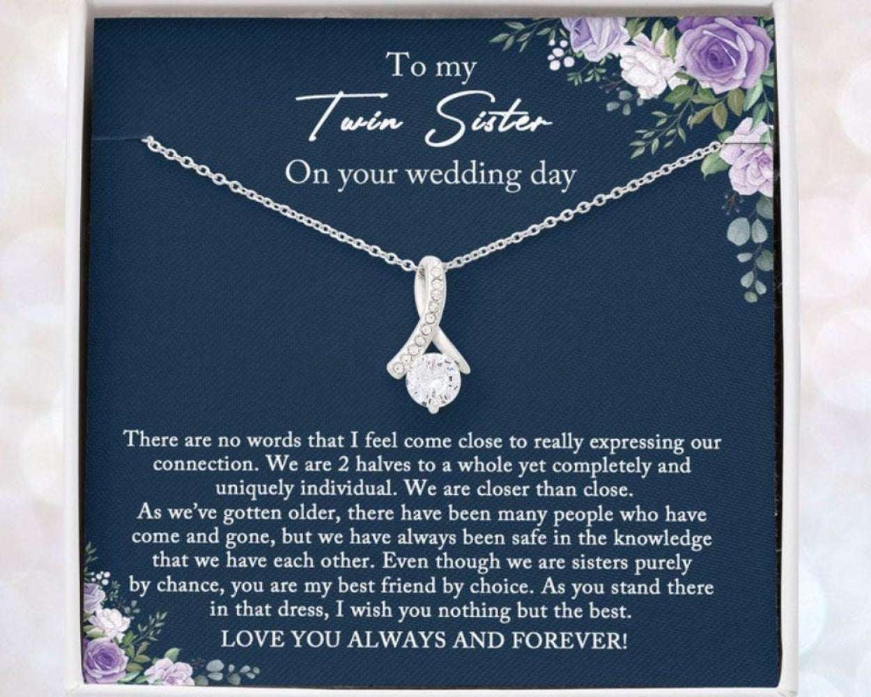 Sister Necklace, Bride Necklace Gift From Sister, Sister Wedding Gift From Twin Sister Gift For Bride Rakva