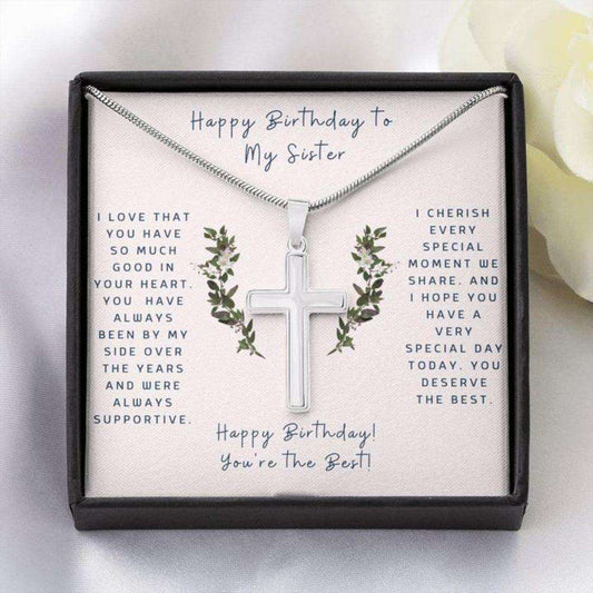 Sister Necklace, Cross Necklace To Sister Faithful Cross Necklace “ Gift Necklace Message Card Gifts for Sister Rakva