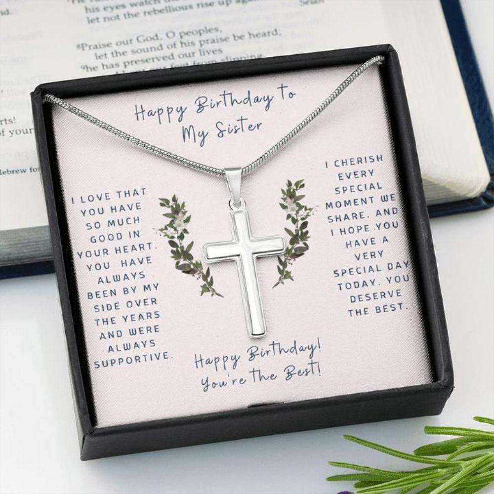 Sister Necklace, Cross Necklace To Sister Faithful Cross Necklace “ Gift Necklace Message Card Gifts for Sister Rakva