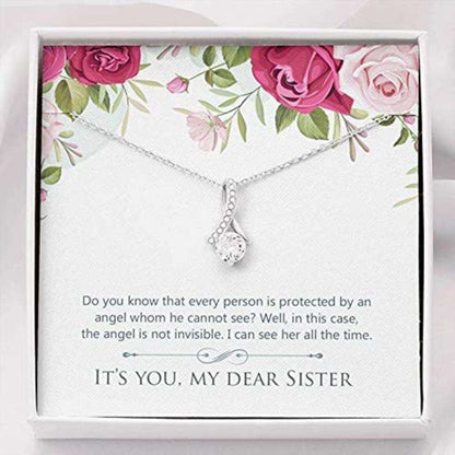 Sister Necklace, Dear Sister Gift “ Do You Know That Every Person Is Protected But An Angel Necklace Gifts For Friend Rakva