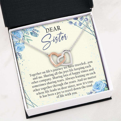 Sister Necklace Dear Sister Gift “ Interlocking Heart Necklace Gifts for Sister Rakva