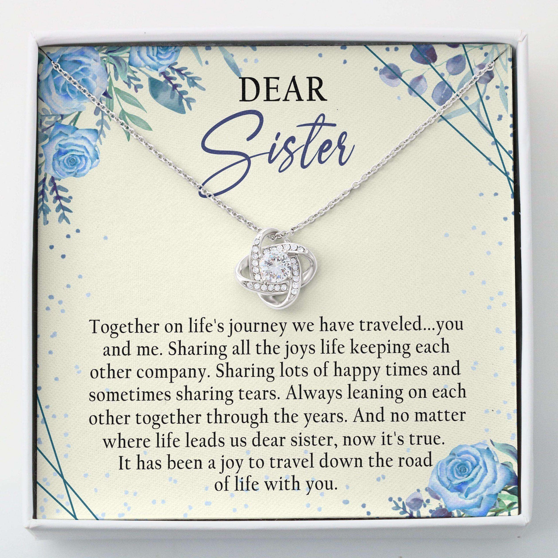 Sister Necklace Dear Sister Gift “ Love Knot Necklace Gifts for Sister Rakva