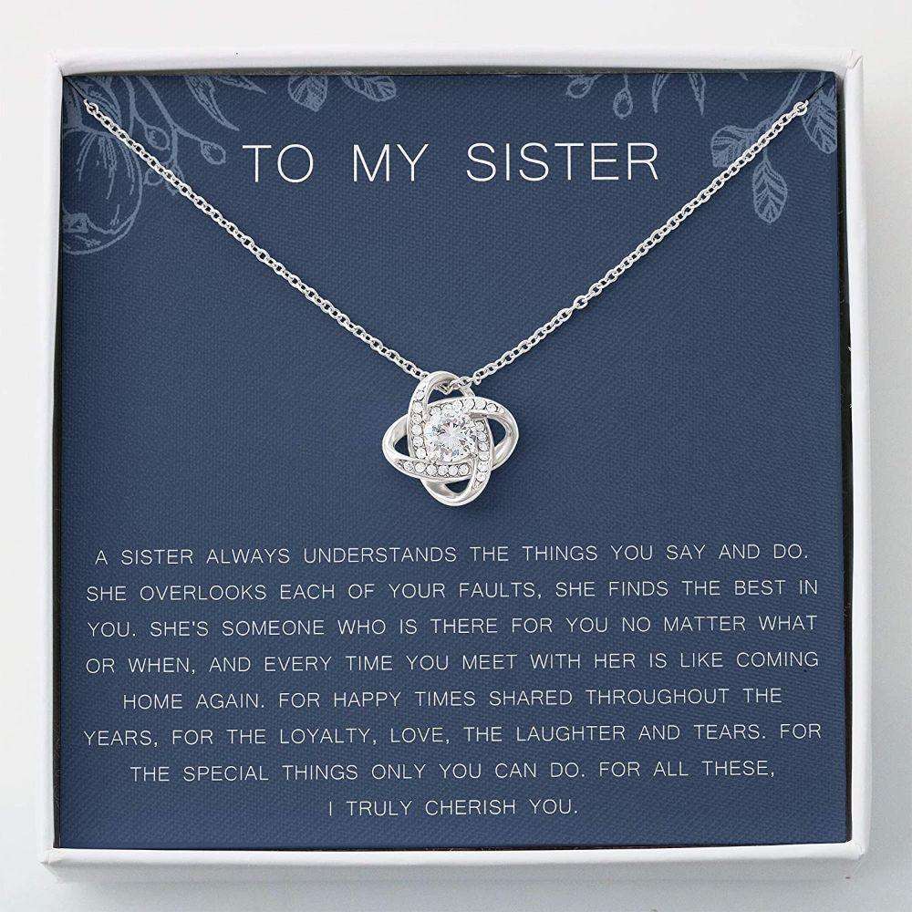 Sister Necklace “ Gift For Sister “ Love Knots “ Necklace With Gift Box For Birthday Christmas Gifts For Friend Rakva