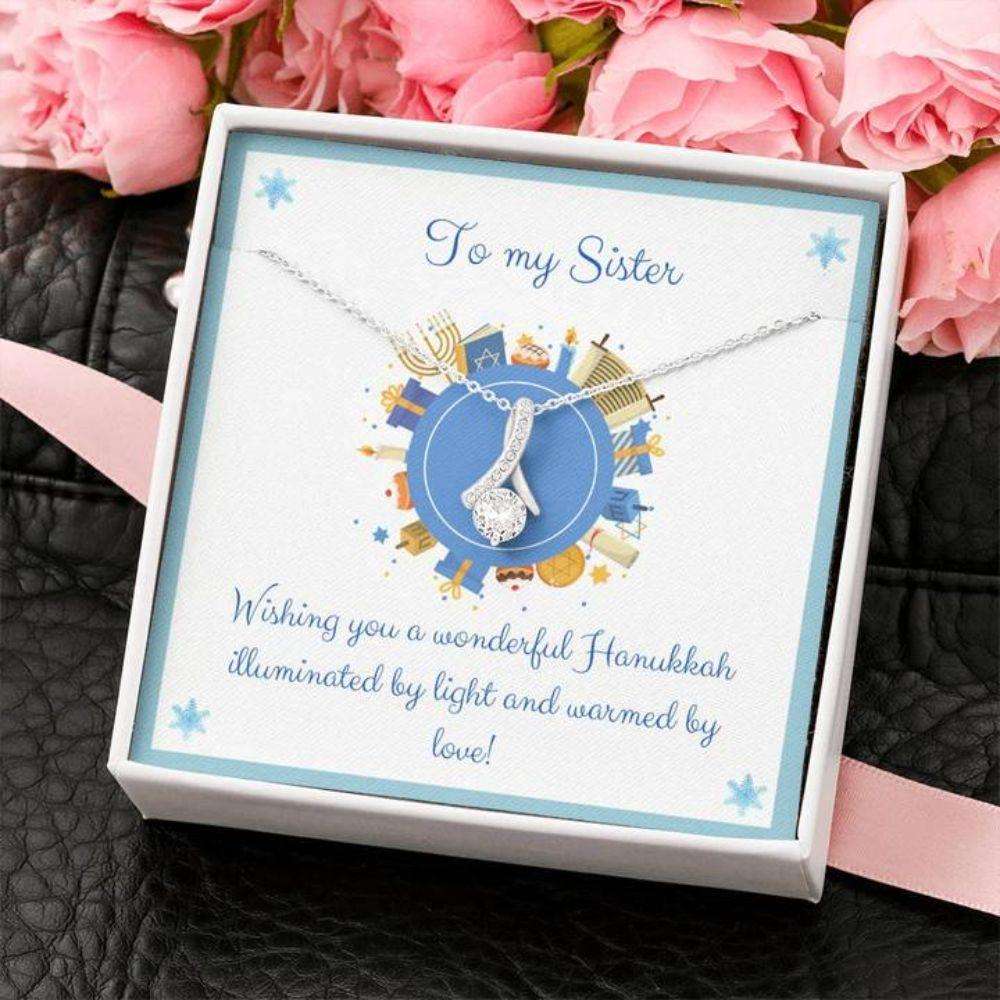 Sister Necklace “ Gift To Sister “ Gift Necklace With Message Card Happy Hanukkah To My Sister Necklace Gifts for Sister Rakva