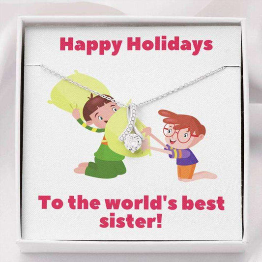 Sister Necklace “ Gift To Sister “ Gift Necklace With Message Card Sister Pillow Fight Gifts for Sister Rakva