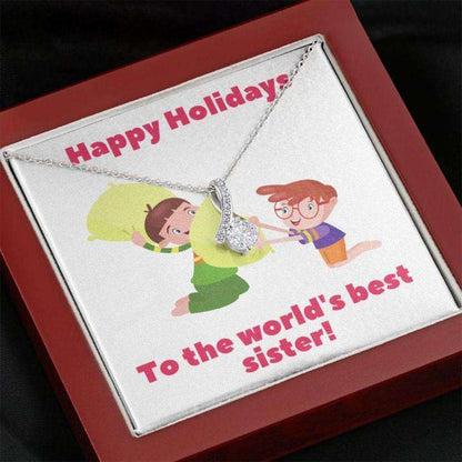 Sister Necklace “ Gift To Sister “ Gift Necklace With Message Card Sister Pillow Fight Gifts for Sister Rakva