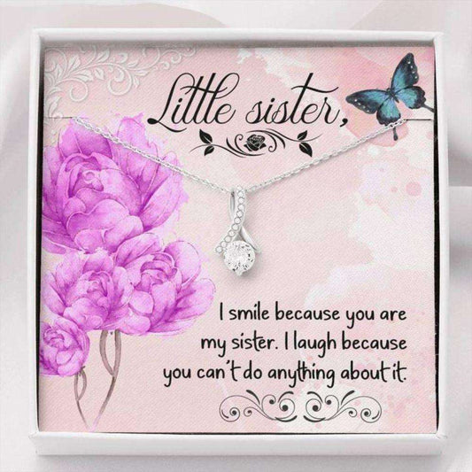 Sister Necklace “ Gift To Sister “ I Smile Because You Are My Little Sister Beauty Necklace Gifts for Sister Rakva