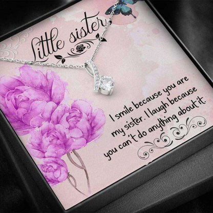 Sister Necklace “ Gift To Sister “ I Smile Because You Are My Little Sister Beauty Necklace Gifts for Sister Rakva