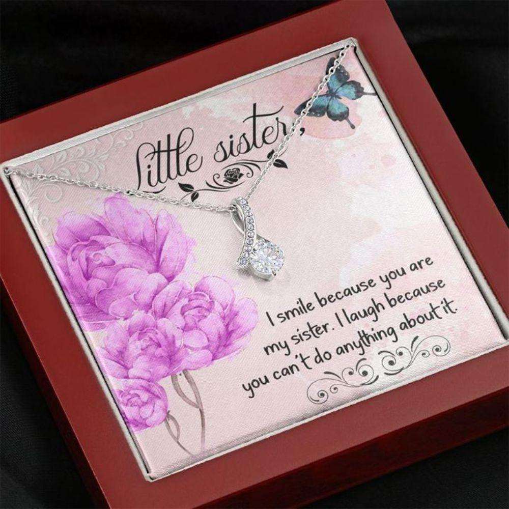 Sister Necklace “ Gift To Sister “ I Smile Because You Are My Little Sister Beauty Necklace Gifts for Sister Rakva