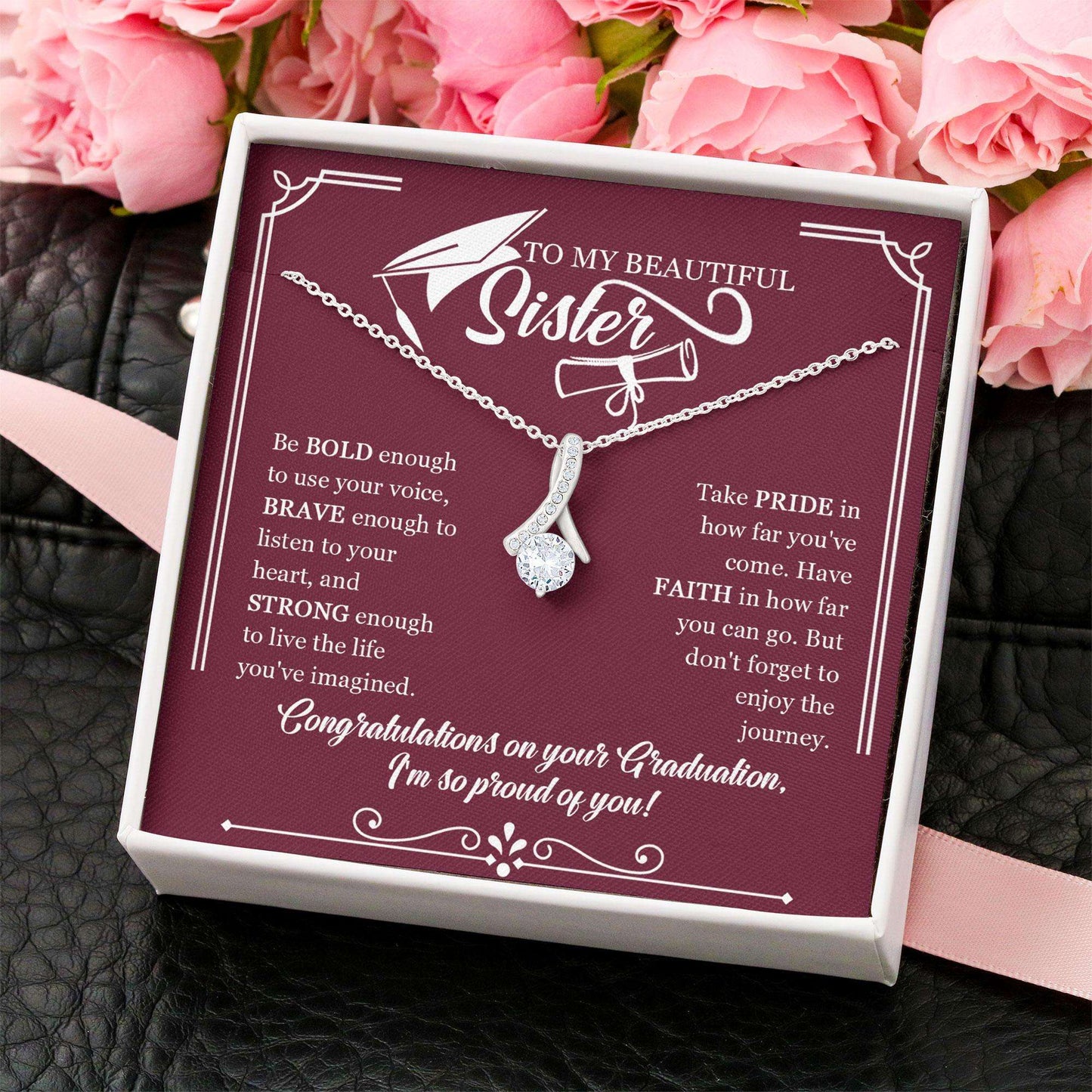 Sister Necklace “ Graduation Necklace Gift For Sister Congrat Grad “ Alluring Beauty Gifts for Sister Rakva