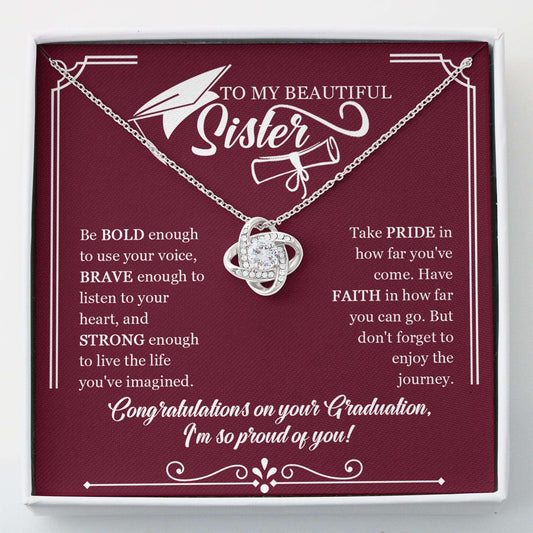 Sister Necklace “ Graduation Necklace Gift For Sister Congrat Grad “ Love Knot Gifts for Sister Rakva